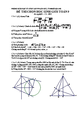 Đề thi chọn học sinh giỏi Toán 9 thi ngày 05 - 12 - 2015